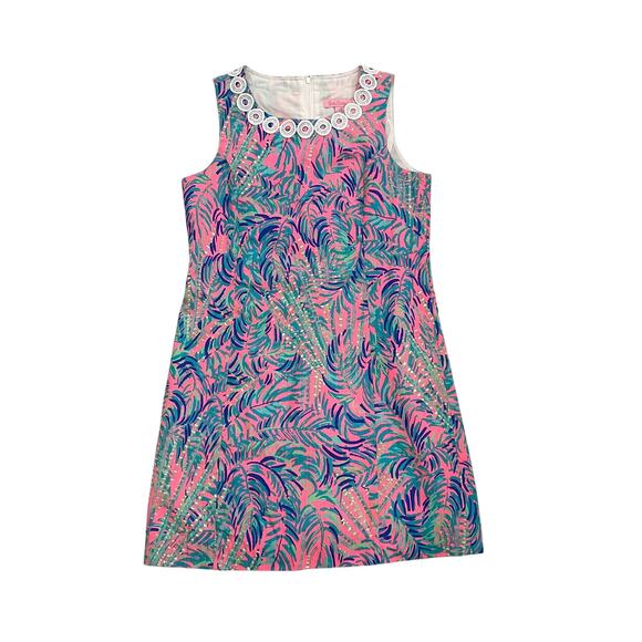 Lilly Pulitzer Girls Mini Mila Shift Dress, Blue, Pink, Tropical, Size 12 - Picture 1 of 13